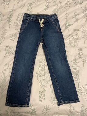 Old Navy Kids' Drawstring Waist Dark Blue Straight Denim Pants